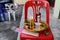 Flowers, incense, candles and liquor offerings to pay homage to Buddhism, Thailand, January 1, 2022