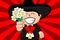 Flowers kid mexican mariachi cartoon expressions background