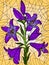 Flowers lilium. Purple lily flower on an orange background. Zen-tangle style.