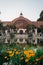 Flowers, the Lily Pond, and Botanical Building in Balboa Park, San Diego, California