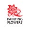 Flowers logo. Red stylish painted flower