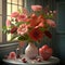 flowers love valentines day bouquet red pink home man woman happy spring Generative AI