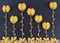Flowers made out of various pasta on the dark slate background, topview. Flowers made from pasta.