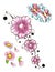 Flowers newskool tattoo set. Set of labels and elements. Vector set illustration template tattoo