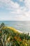 Flowers and the Pacific Ocean, at Treasure Island Park in Laguna Beach, Orange County, California