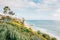 Flowers and the Pacific Ocean, at Treasure Island Park in Laguna Beach, Orange County, California