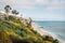 Flowers and the Pacific Ocean, at Treasure Island Park in Laguna Beach, Orange County, California