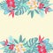 Flowers, palm leaves, jungle leaves, hibiscus,plumeria summer background