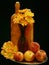 Flowers and peaches, still life