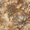 Flowers, seamless chrysanthemum boho floral design, monochrome beige and orange colors, AI generative background