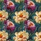 Flowers seamless pattern. Floral nature decorative vintage background.