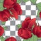 Flowers Seamless Pattern. Old School Tattoo Red Roses whith Leaves on Checkered Gray and White Background