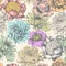 Flowers. Seamless Pattern. Pencil Drawing.