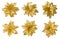Flowers Set, Abstract Floral Decoration, Golden Decor Isolated