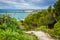 Flowers and staircase to the beach in Corona del Mar