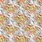 Flowers on tiger wild skin leather seamless pattern