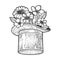 Flowers in Top hat sketch vector illustration