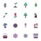 Flowers trees filled outline icons set