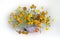 Flowers in a vase.A bouquet of yellow marigolds in a vase on a white background
