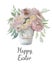 flowers in vase spring easter watercolor illustration