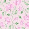 Flowers watercolor painting - hand drawn seamless pattern with blossom on pink background