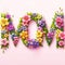 Flowery background with the word MOM for Mother\\\'s Day