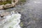 Flowing beautiful river lake Hemsila in Hemsedal, Norway