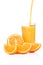 Flowing juice and orange