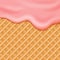 Flowing pink glaze on wafer background vector illustration