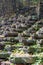 The flowing water sculpture landscape composed of many stone grinding discs in the park