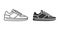 Flta Vector Silhouette Shoes or Sneakers Icon Set Isolated. Footwear Icons