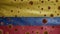 Flu coronavirus floating over Colombian flag. Colombia and pandemic Covid 19