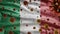 Flu coronavirus floating over Italian flag a pathogen attacks respiratory tract