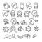 Flu And Coronavirus Symptoms Medical Collection Icons Set Vector Thin Line. Chills And Fever, Cough And Runny Nose, Flu