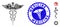 Flu Mosaic Medicine Caduceus Symbol Icon with Health Care Scratched Medicine Stamp
