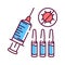 Flu shot color line icon. A vaccine given with a needle, usually in the arm. Pictogram for web page, mobile app, promo. UI UX GUI