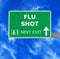 FLU SHOT road sign against clear blue sky