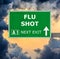 FLU SHOT road sign against clear blue sky