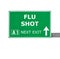 FLU SHOT road sign isolated on white