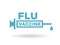 Flu vaccine health icon badge with blue syringe sign