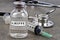 Flu vaccine vial written in French