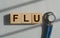 Flu word, disease influenza concept