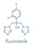 Fluconazole antifungal drug triazole class molecule. Skeletal formula.