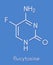 Flucytosine 5-fluorocytosine antimycotic drug molecule. Skeletal formula.