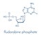 Fludarabine phosphate blood cancer drug molecule. Skeletal formula.