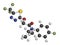 Flufenacet herbicide molecule. 3D rendering. Atoms are represented as spheres with conventional color coding: hydrogen white,.