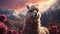 Fluffy alpaca grazes on mountain meadow, capturing nature beauty generated by AI