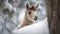 Fluffy alpaca poses for winter portrait, cute generated by AI