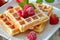 Fluffy Baked belgian waffles. Generate Ai