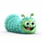 Fluffy Blue Cartoon Caterpillar: Cute And Playful 3d Animation Icon